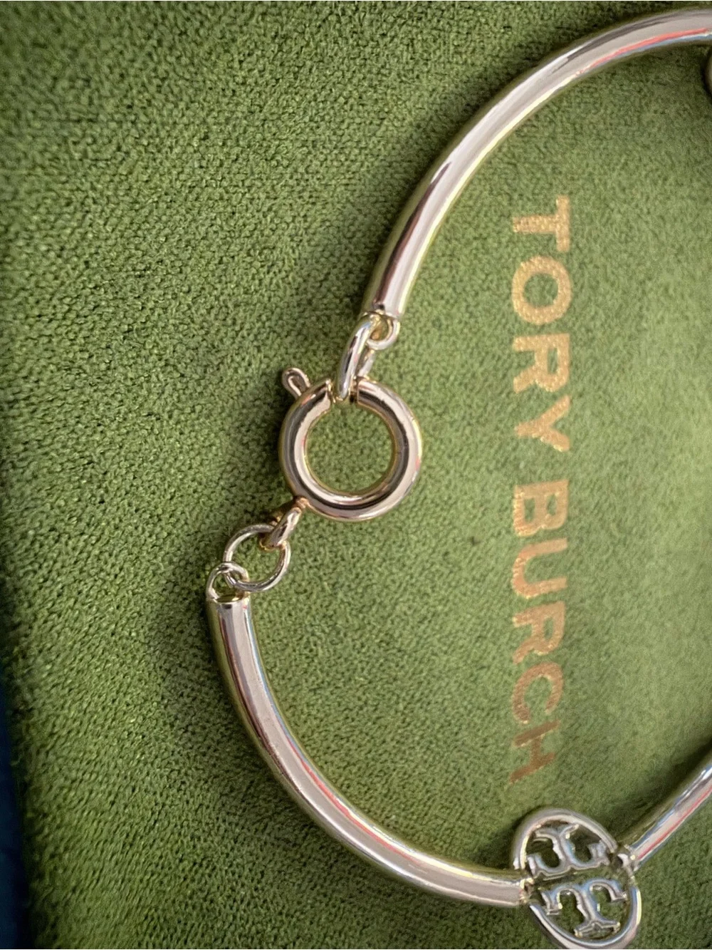 Tory Burch Polished Gold Logo Station Bracelet